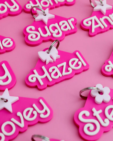 3D Hot Pink Pet Tag