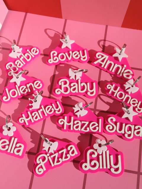 3D Hot Pink Pet Tag