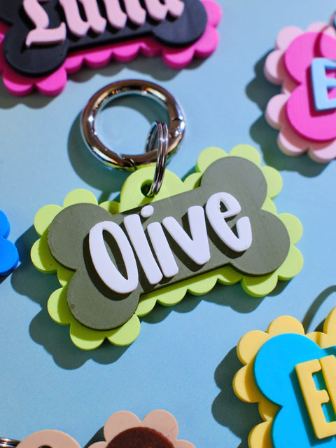 3D Scalloped Bone Pet Tag