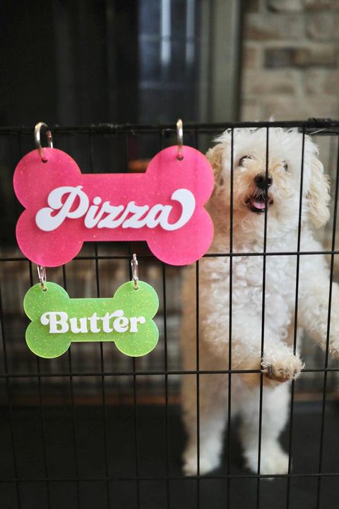 Personalized Dog Crate Sign, Custom Dog Bone Shaped Sign, Hanging Crate Decor, Personalized Dog Gift, Custom Dog Decor, Crate Dog Decor