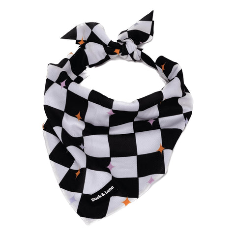 Dog Bandana - Checkerboard Pastel Stars, New puppy gift, Dog mom Gift, Over The Collar Soft Tie On Dog Bandana