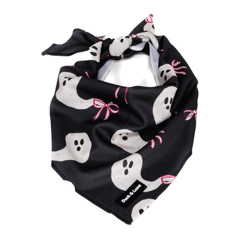 Dog Bandana - Ghosts and Bows Halloween, New puppy gift, Dog mom Gift, Over The Collar Soft Tie On Dog Bandana