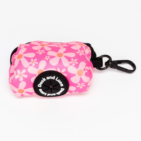 Poop Bag Holder - Groovy Pink Flower, Dog Waste Bag Dispenser, Puppy Accessories, Poo Bag Holder, Poo Bag Dispenser