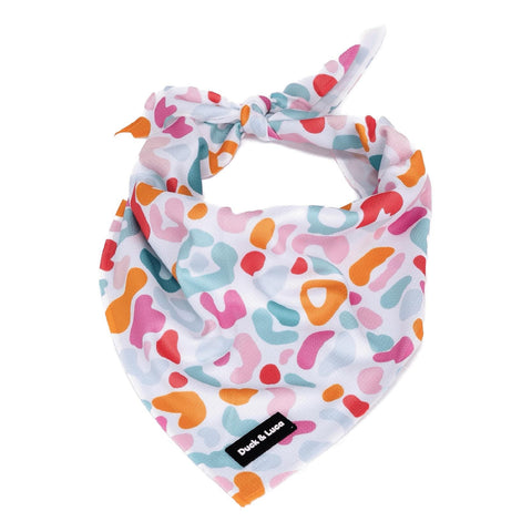 Dog Bandana - Colorful Cheetah, New puppy gift, Dog mom Gift, Over The Collar Soft Tie On Dog Bandana