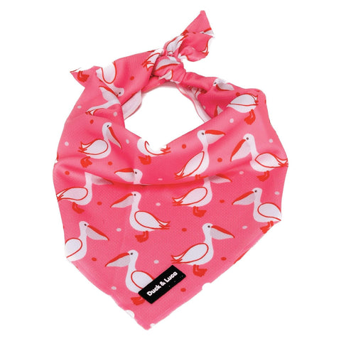 Dog Bandana - Pink Pelican, New puppy gift, Dog mom Gift, Over The Collar Soft Tie On Dog Bandana