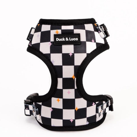 Adjustable Dog Harness - Checkerboard Pastel Stars