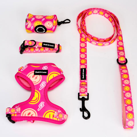 4 - Piece Bundle - Neon Pink Happy Face