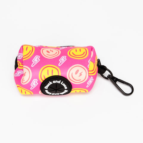 Poop Bag Holder - Neon Pink Happy Face