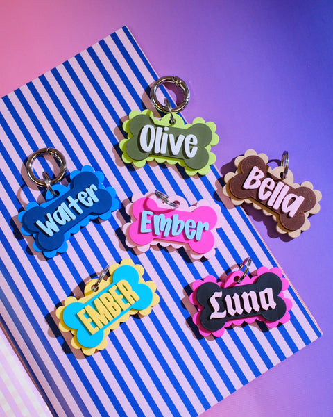 3D Scalloped Bone Pet Tag