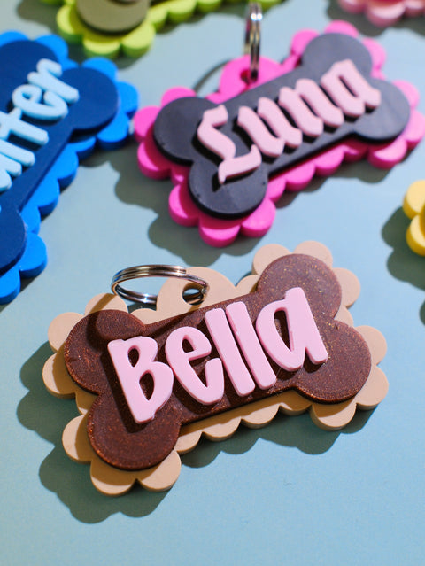 3D Scalloped Bone Pet Tag