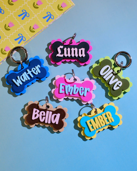 3D Scalloped Bone Pet Tag