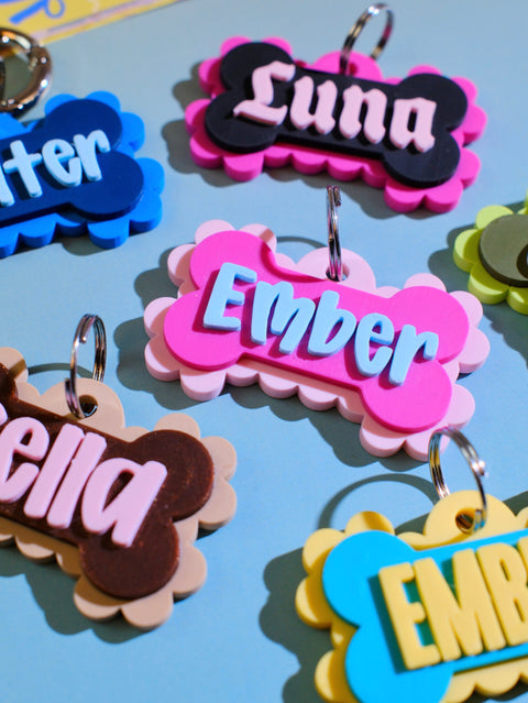 3D Scalloped Bone Pet Tag