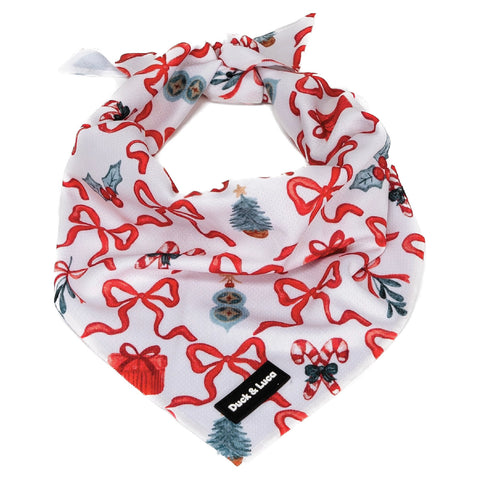 Dog Bandana - Christmas Scroll Bows